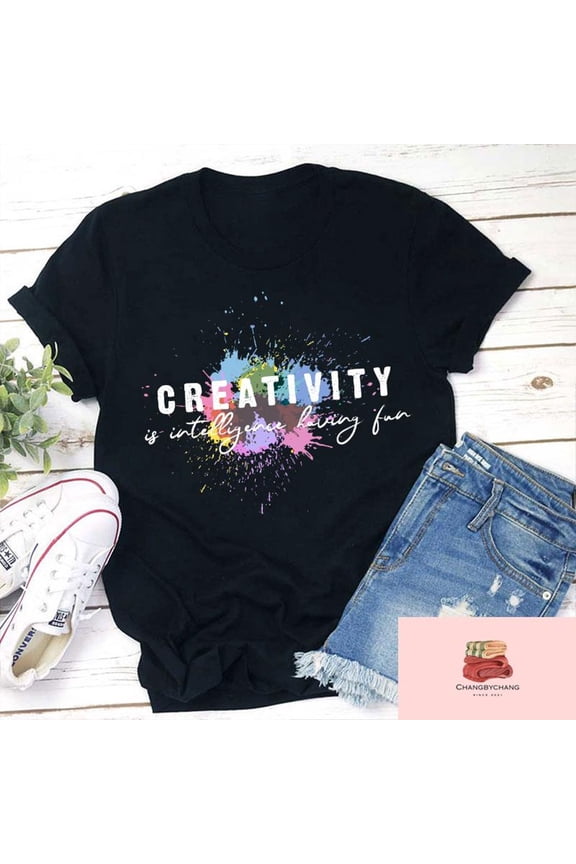 Creativity Is Intelligence Having Fun Quote Teacher T-Shirt, Art Teacher Gift, Back To School Shirt, Art Class Shirt