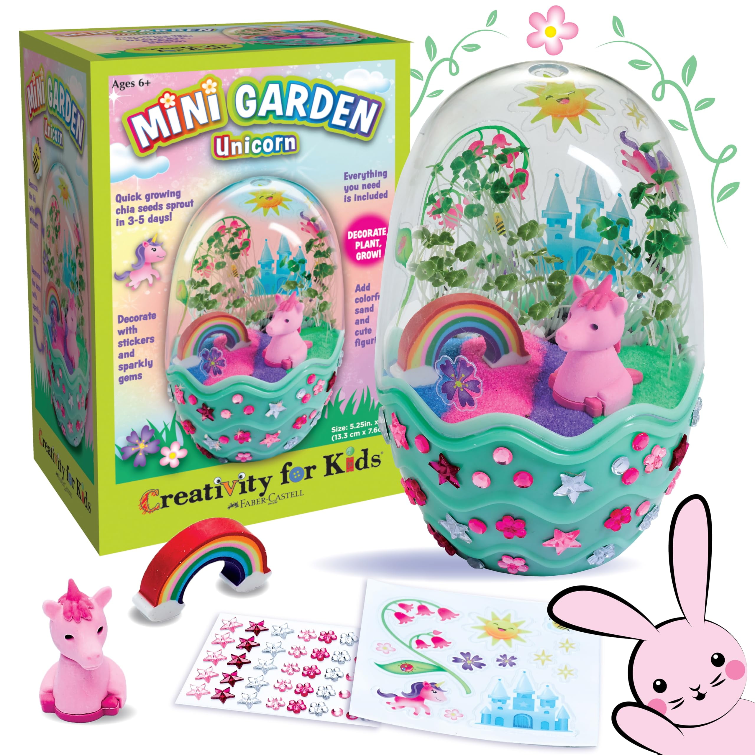 Mini Garden Unicorn Egg-Shaped Terrarium Kit with Chia Seeds