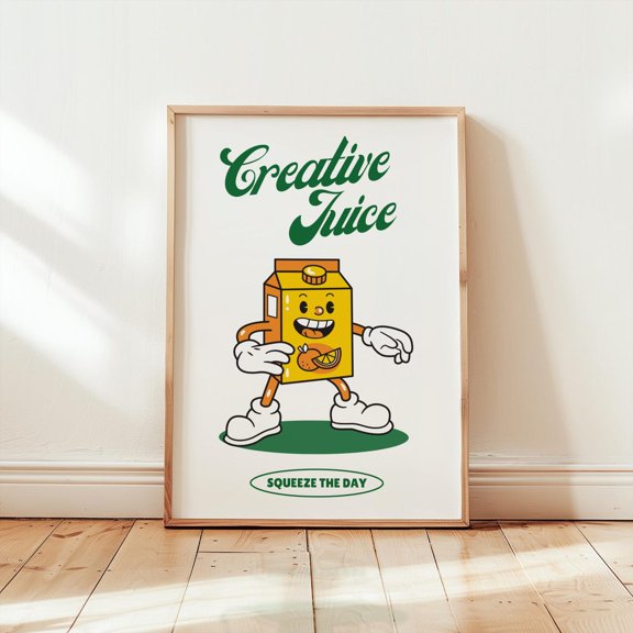 Creativity Print, Retro Cartoon Positive Quote Poster, Unframed Paper Poster 8x10in