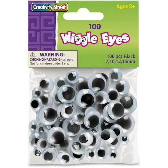 Creativity Street 100-piece Assorted Size Wiggle Eyes - Drawing, Project, Photo, Pet Rock - 100 Piece(s) - 100 / Pack - Black | Bundle of 10 Packs