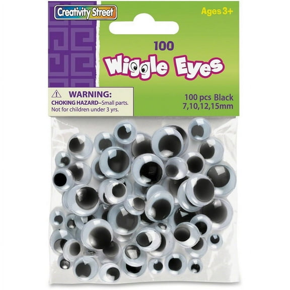 Creativity Street 100-piece Assorted Size Wiggle Eyes - Drawing, Project, Photo, Pet Rock - 100 Piece(s) - 100 / Pack - Black | Bundle of 2 Packs