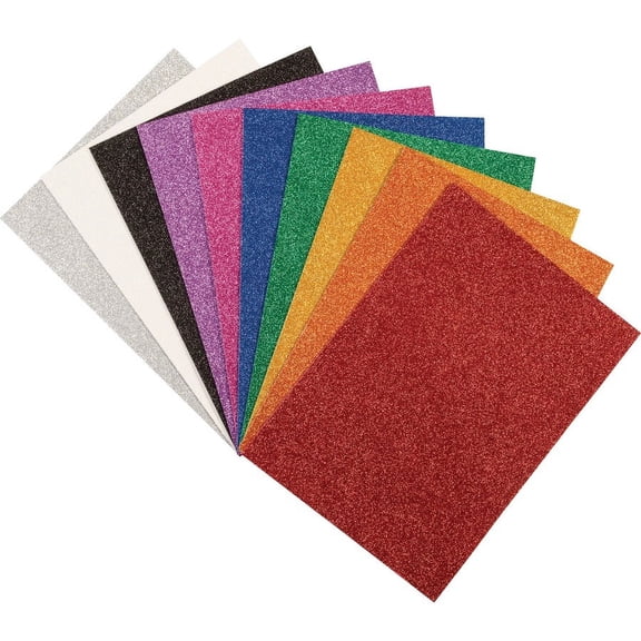 Creativity Street 9x12 Wonderfoam Glitter Sheets - Art Project, Craft Project - 8.50"Height x 8.25"Width x 11.70"Length - 10 / Pack - White, Silver, Gold, Orange, Red, Pink, Green, | Bundle of 5
