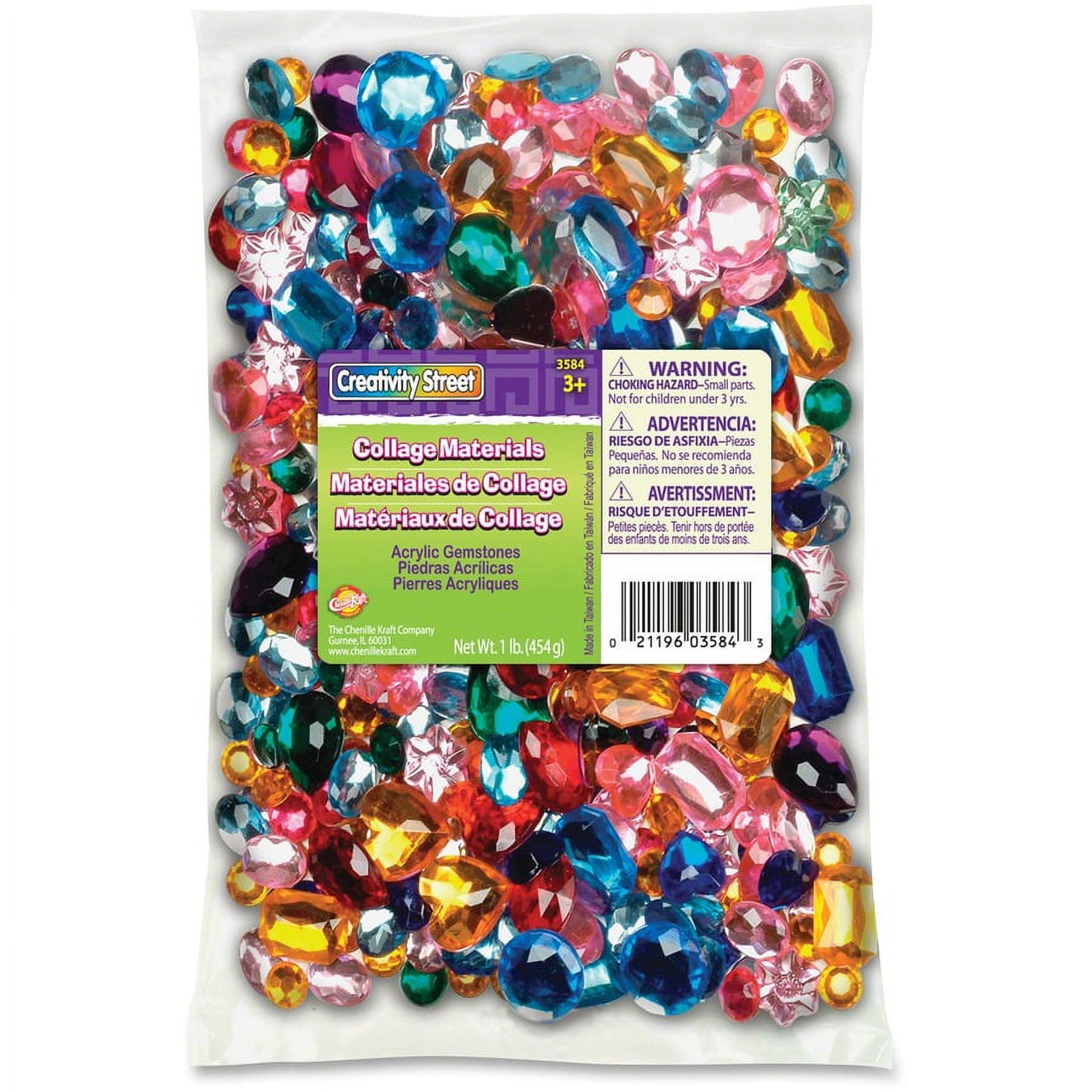 Assorted Colorful Acrylic Craft Gemstones, 1 Pound Bag