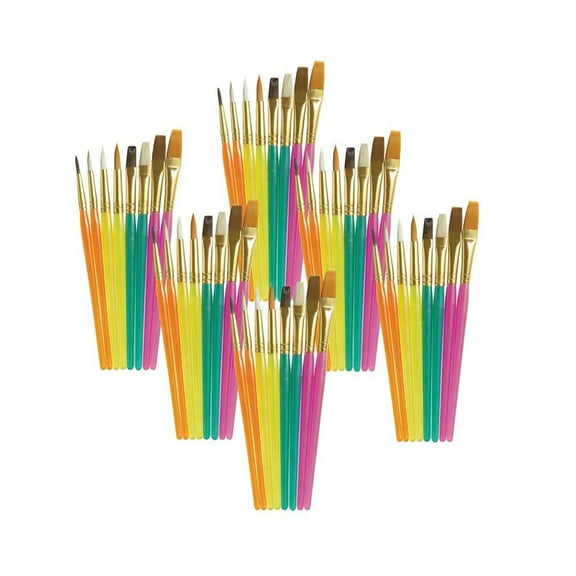 Creativity Street Acrylic Paint Brush Assortment, Assorted Colors & Sizes, 8 Per Pack, 6 Packs