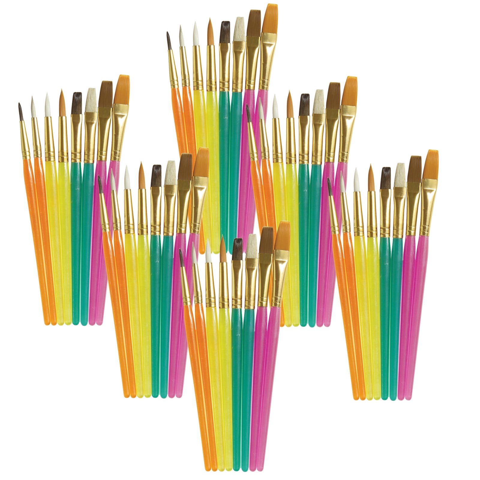 Creativity Street Acrylic Paint Brush Assortment, Assorted Colors & Sizes, 8 Per Pack, 6 Packs