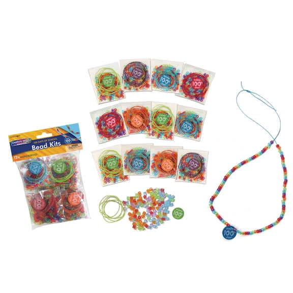 Creativity Street 100 Days of School Bead Kits, Assorted Sizes, 12 Kits
