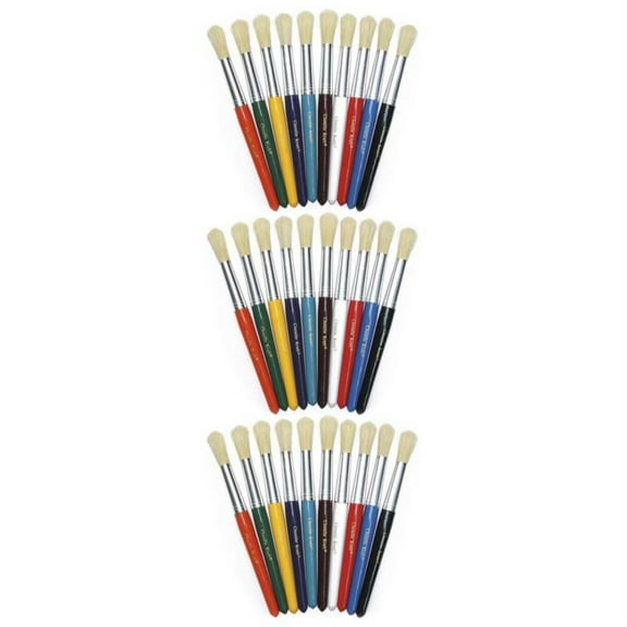 Creativity Street Beginner Paint Brushes Round Stubby Brushes 10 Assorted Colors 7.5" Long 10 Per