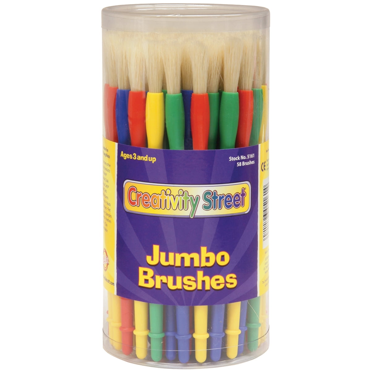 Creativity Street Jumbo Paint Brushes, Assorted Colors, Set of 58