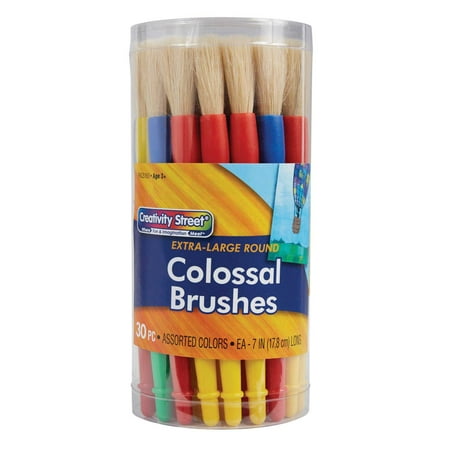Creativity Street Colossal Brush Set, Round, Easy Grip Handles, Set of 30