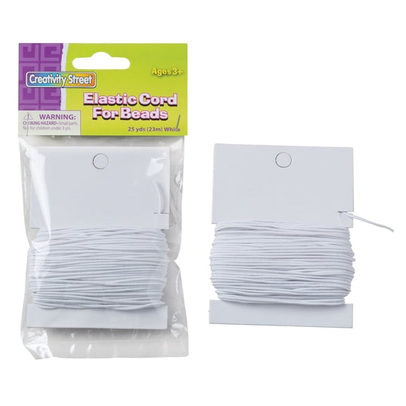 Creativity Street Beading Cord, Elastic White, 1.2mm x 25 yds.