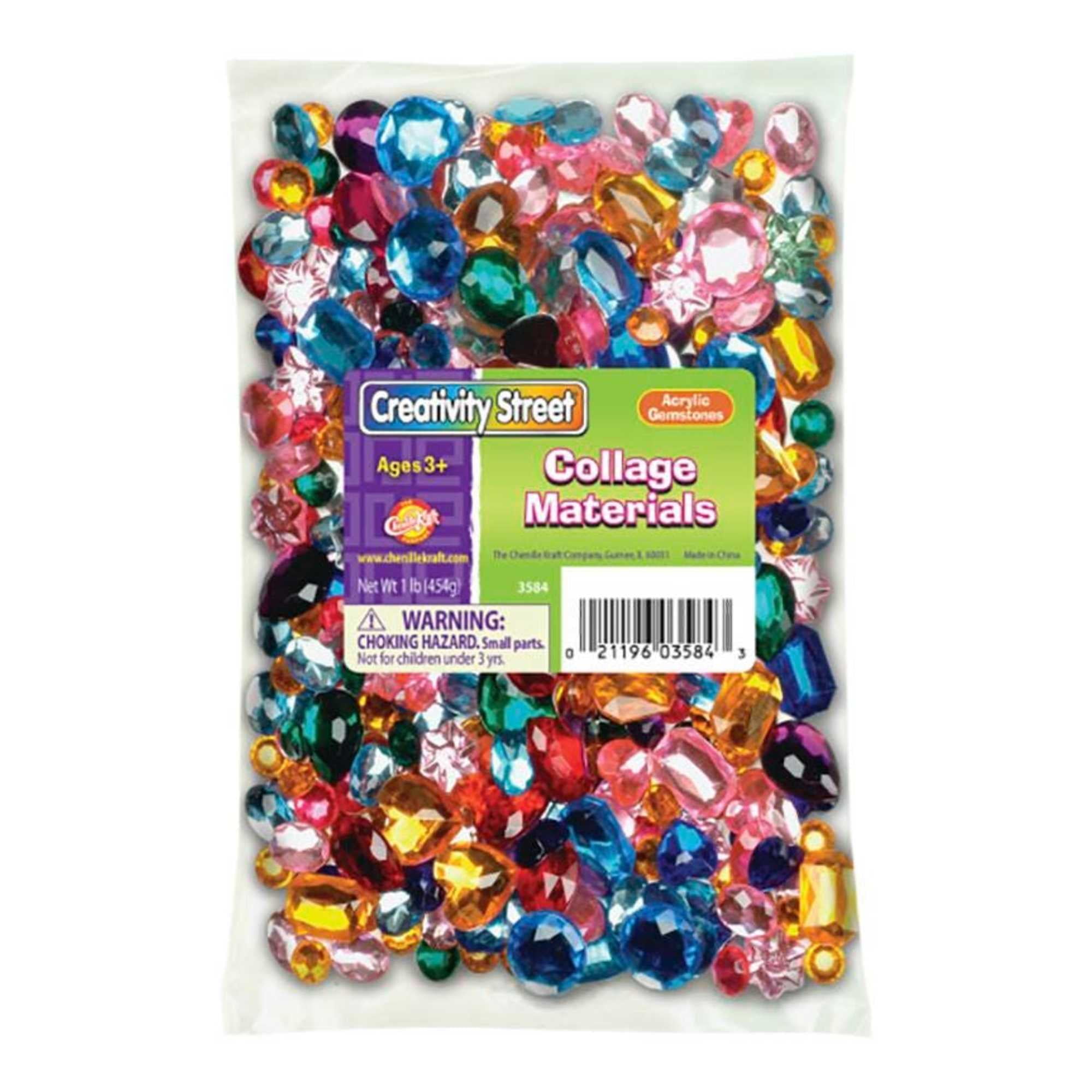 Assorted Color Acrylic Gemstones for Crafts, 1 lb Pack