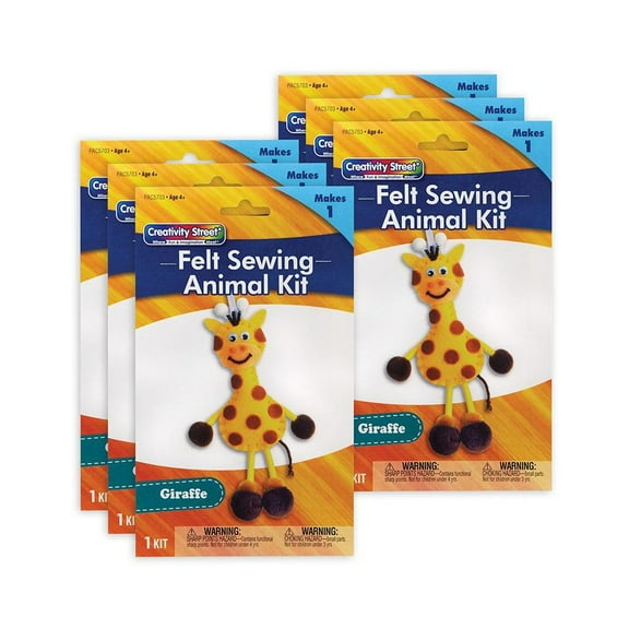 Creativity Street Felt Sewing Animal Kit, Giraffe, 6" x 11" x 0.75", 6 Kits
