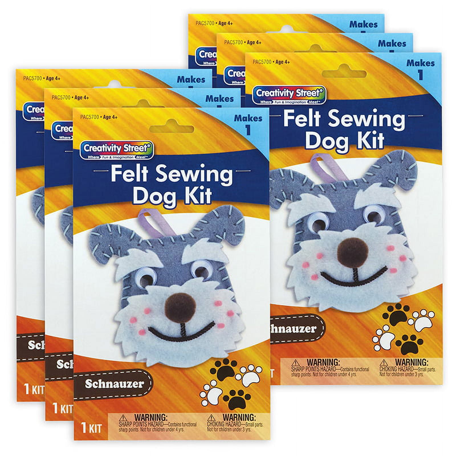 Creativity Street Felt Sewing Dog Kit, Schnauzer, 4.25" x 6.5" x 1", 6 Kits