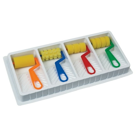 Creativity Street Foam Patterned Rollers with Paint Trays, Four Designs/Pack