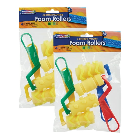Creativity Street Foam Rollers, 4 Patterns, 4 Per Pack, 2 Packs