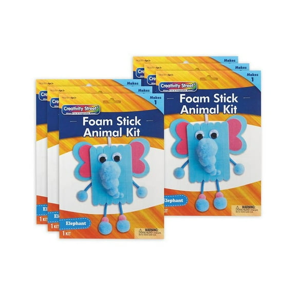 Creativity Street Foam Stick Animal Kit, Elephant, 7.75" x 11" x 1.25", 6 Kits