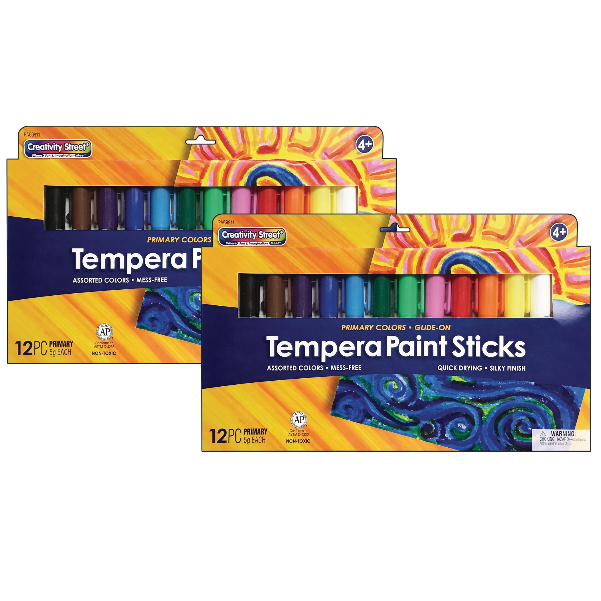 Creativity Street Glide-On Tempera Paint Sticks Assorted Color 12/Pack 2 Packs (PACAC9911-2)