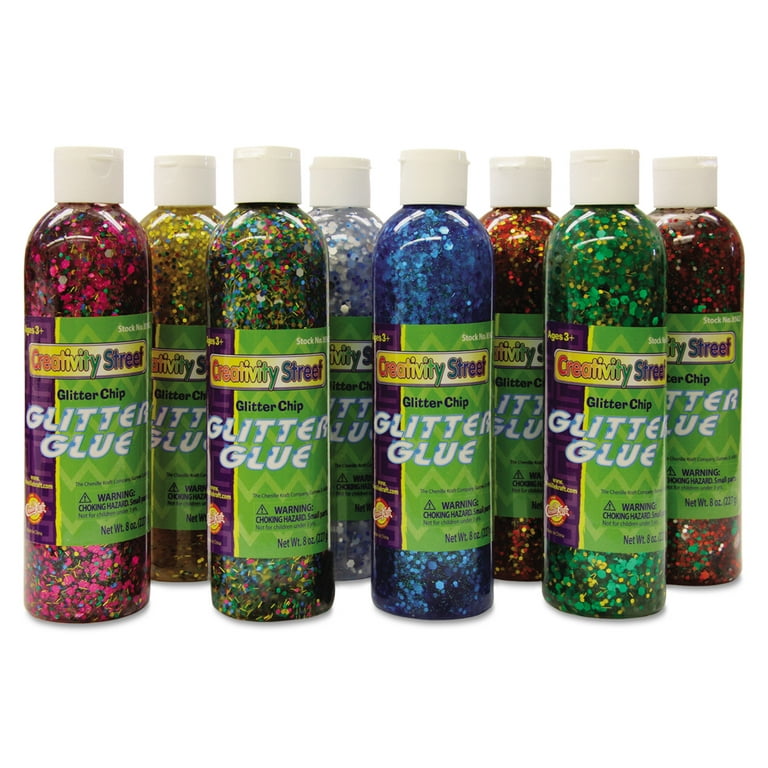 Creativity Street Glitter Chip Glue 8 Oz Assorted Colors Pack Of 8
