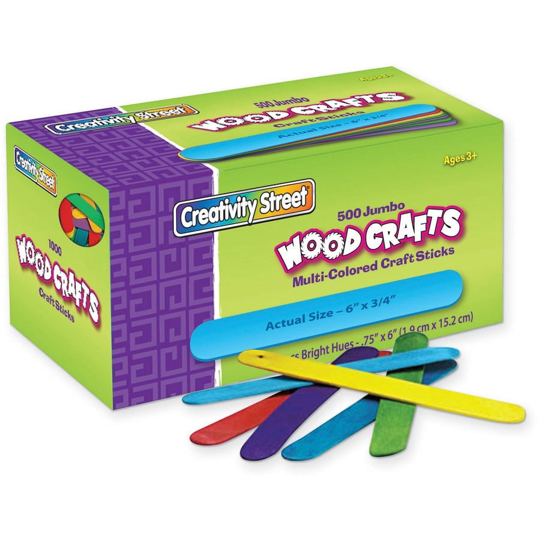 Creativity Street Jumbo Craft Sticks Bright Assortment - Craft, Project x 0.75"Width x 2"Thickness x 6"Length - 500 / Box - Assorted - Wood | Bundle of 2 Boxes