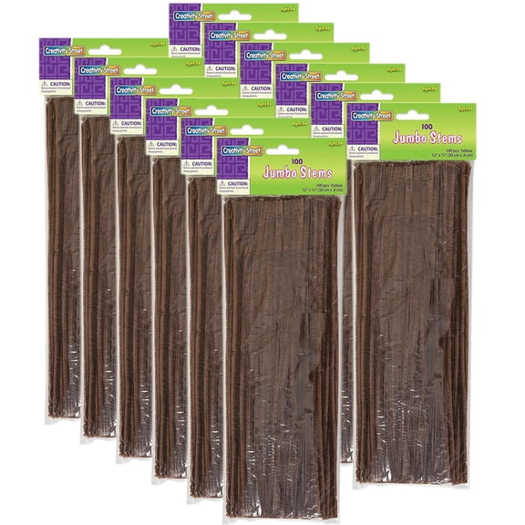 Creativity Street Jumbo Stems, Brown, 12" x 6 mm, 1200 Count
