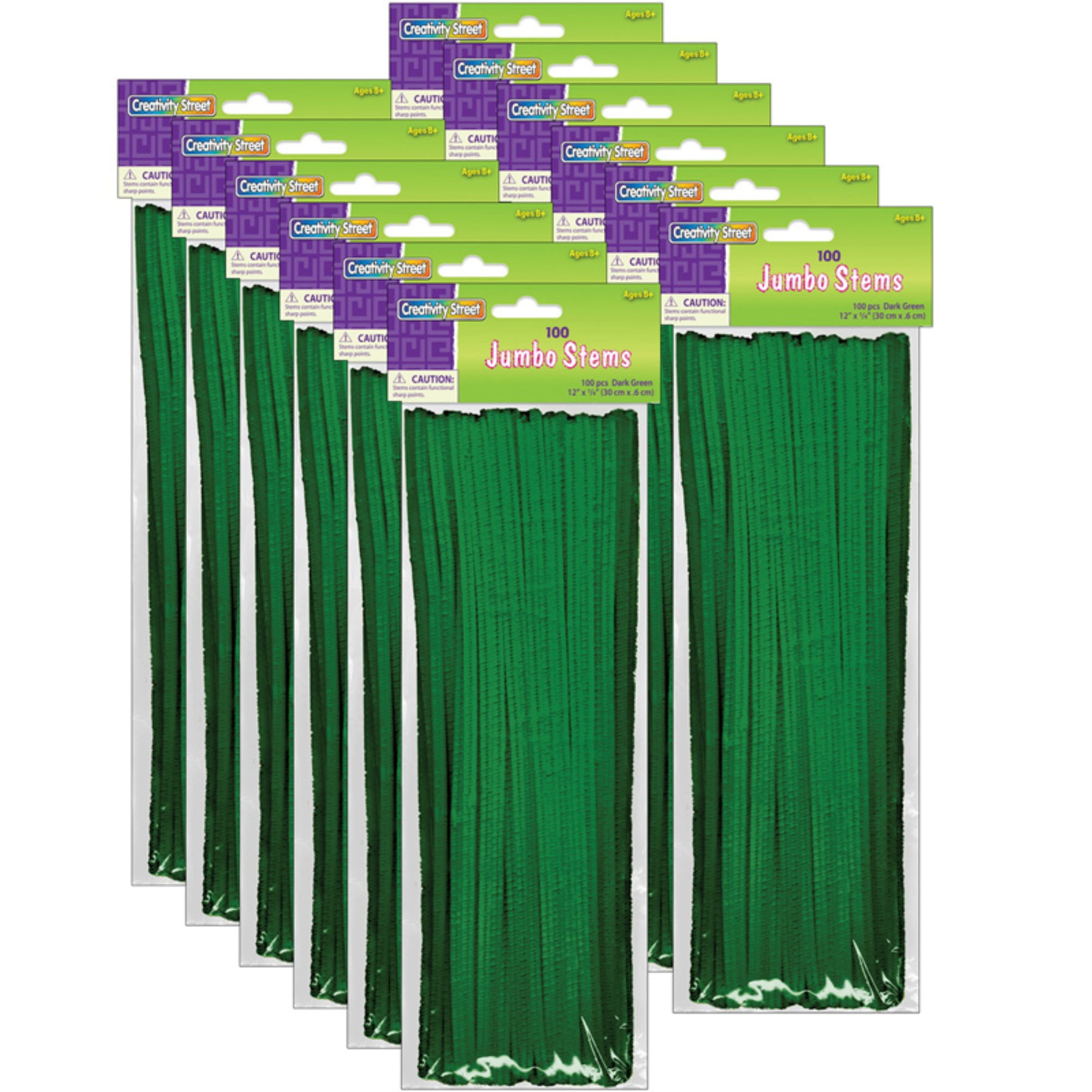 Creativity Street Jumbo Stems, Dark Green, 12" x 6 mm, 1200 Count