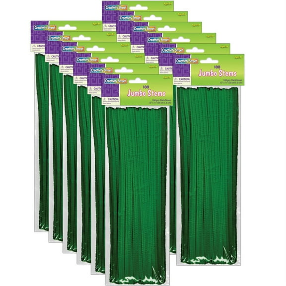 Creativity Street Jumbo Stems, Dark Green, 12" x 6 mm, 1200 Count