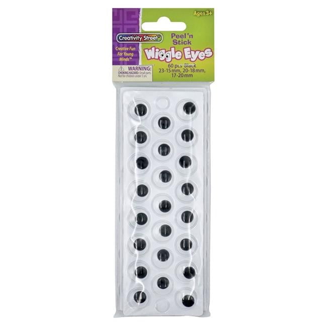 Creativity Street Peel N Stick Wiggle Eyes On Sheet, Black - Pack of 6