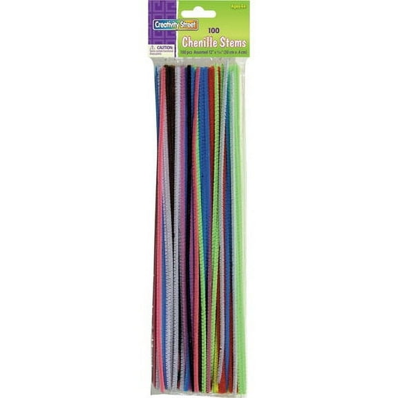 Creativity Street Pipe Cleaner Stems - Classroom Activities, Craft - 100 Piece(s) - 100 / Pack - Assorted - Polyester | Bundle of 10 Packs