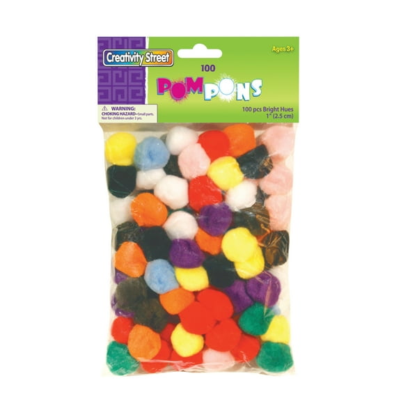 Creativity Street Pom Pons, 1", Assorted Colors 100/Pkg.