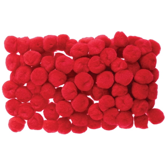 Creativity Street Pom Pons - 1", Red, Pkg of 100