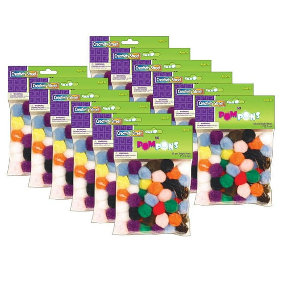 Creativity Street Pom Pons, Bright Hues, 1", 600 Pieces