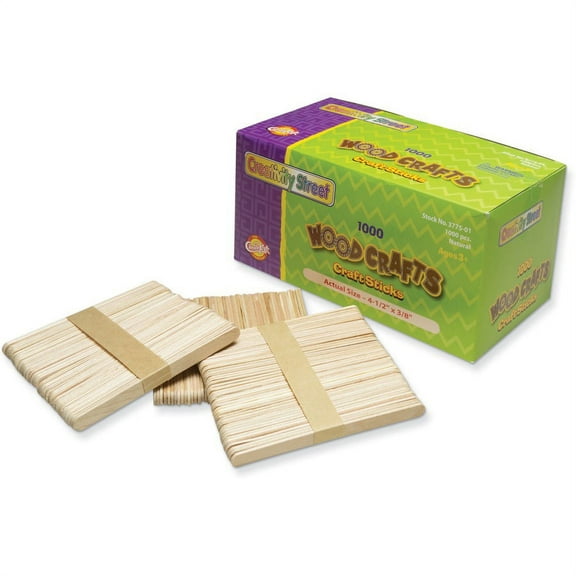 Creativity Street Regular Craft Sticks - Art Project, Craft Project - 5.50"Height x 0.38"Width x 4.50"Length - 1 / Box - Natural - Natural Wood | Bundle of 5 Boxes