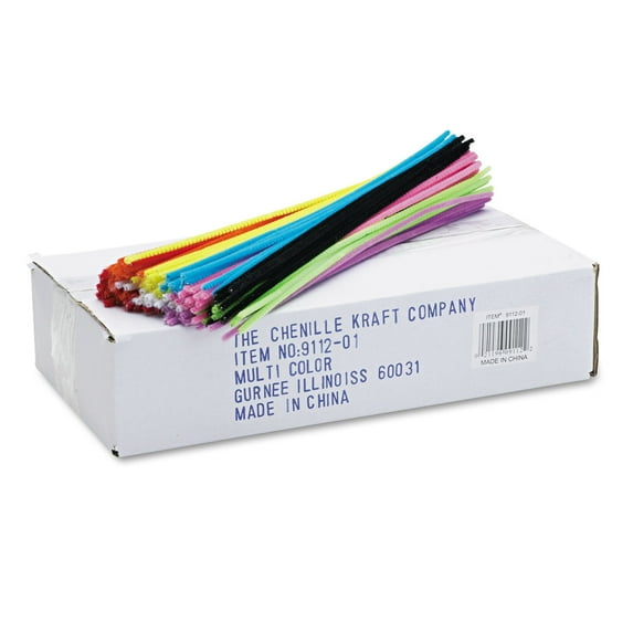 Creativity Street Regular Stems 12" x 4 mm, Metal Wire, Polyester, Assorted, 1,000/Box