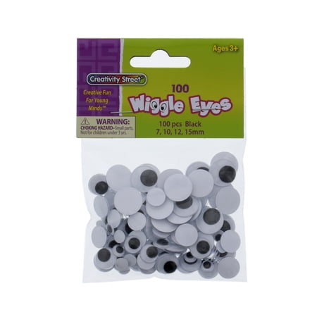 Creativity Street Wiggle Eyes, Glue-On, Black, 100/Pkg.