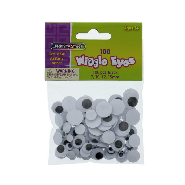 Creativity Street Round Wiggle Eye, Assorted Size, Black on White, Pack of 100