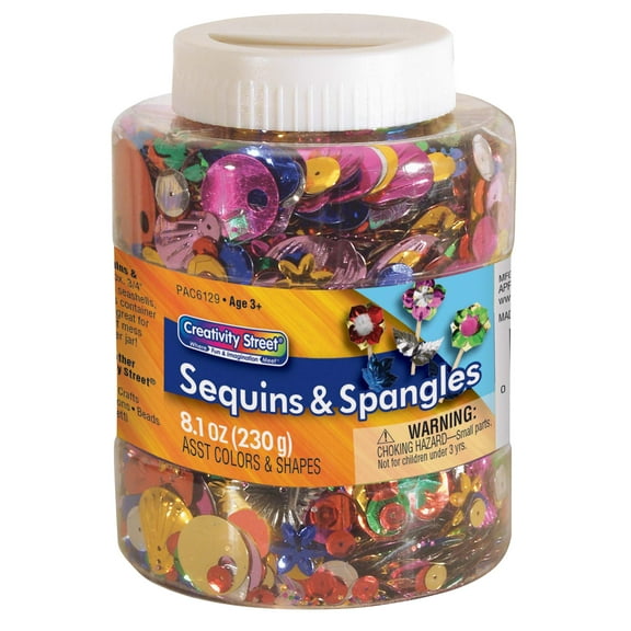 Creativity Street Sequins and Spangles Shaker Jar, Assorted Sizes and Colors, 8-4/5 Ounces