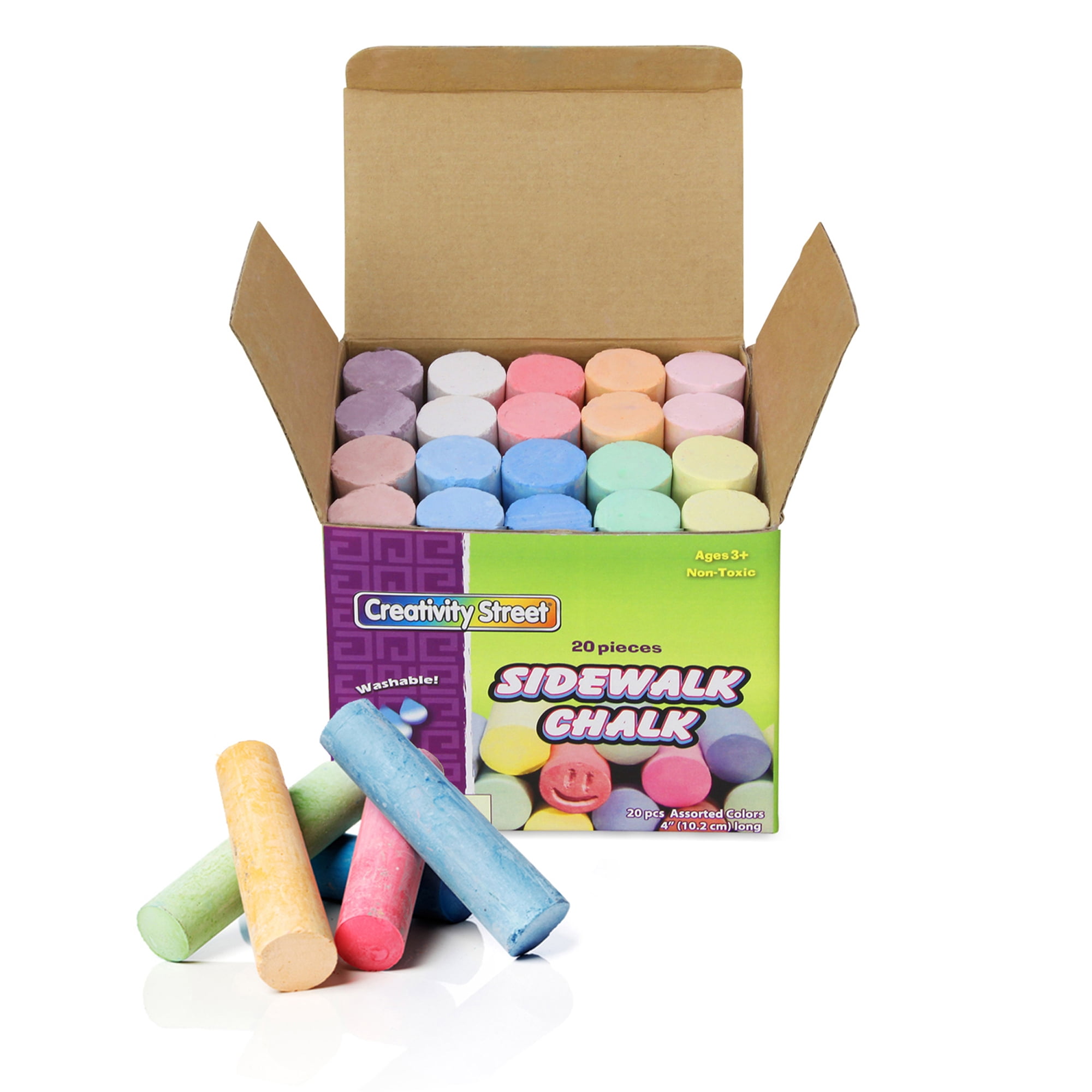 Sidewalk Chalk Box Set - 16 Assorted Colors - Roll Proof Design