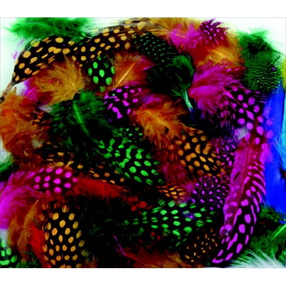 Chenile Kraft 085832 Non-Toxic Spotted Feather, 3 - 4 In. - 2.5 Oz. Bag