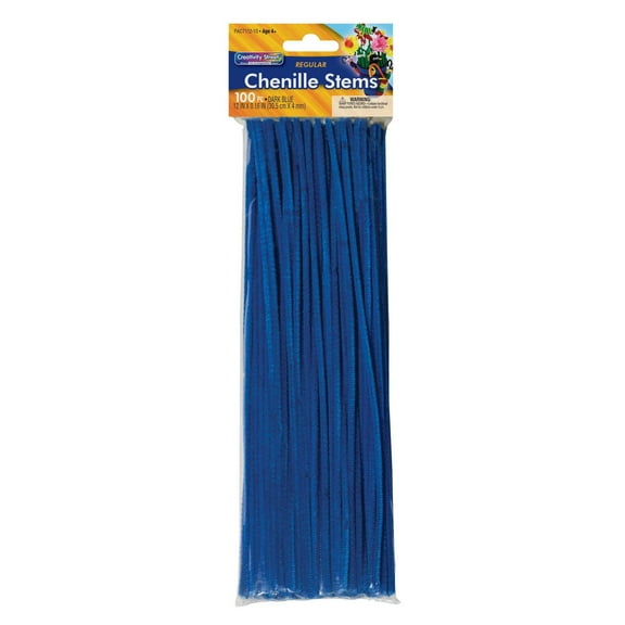 Creativity Street Standard Chenille Stems, 1/8 x 12 Inches, Dark Blue, Pack of 100