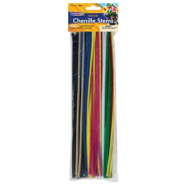 Creativity Street Standard Chenille Stems, 1/8 x 12 Inches, Various Colors, Pack of 100