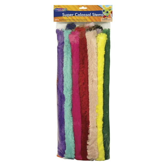 Creativity Street Chenille Stems, Super Colossal, Assorted Colors 24/Pkg.