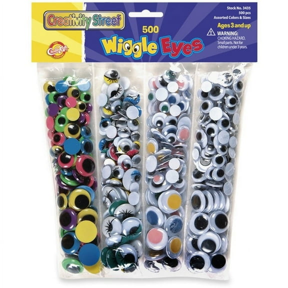 Creativity Street Wiggle Eyes Assortment - Craft - 500 Piece(s) - 500 / Pack - Assorted | Bundle of 5 Packs