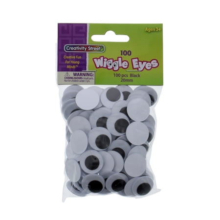 Creativity Street Wiggle Eyes, Glue-On, 20mm, Black, 100/Pkg.