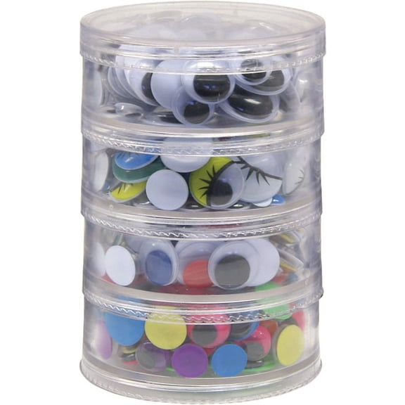 Creativity Street Wiggle Eyes Stackable Storage Jar - Craft Project, Decoration - 400 Piece(s) x 0.28" , x 0.39" , x 0.47" , x 0.59" , x 0.79"Diameter - 400 / Set - Assorted | Bundle of 5 Sets