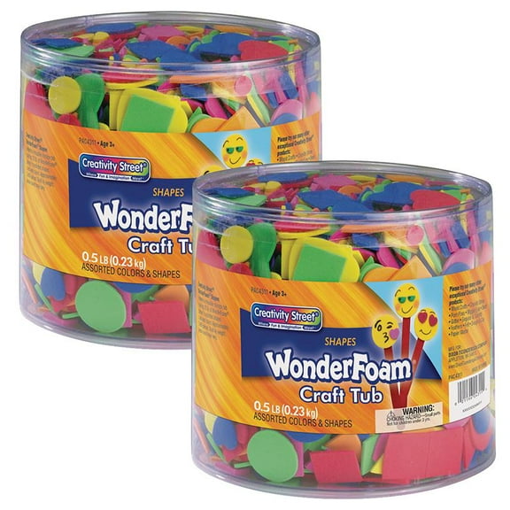 Creativity Street WonderFoam Craft Tub Foam Shapes Assorted Sizes 1/2 lb./Pack 2 Packs (CK-4311-2)