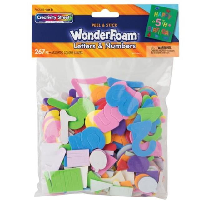 Creativity Street WonderFoam Peel & Stick Letters & Numbers, Assorted Colors & Sizes, 267 Pieces Per Pack, 6 Packs