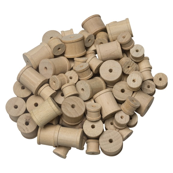 Creativity Street Wood Craft Spool, Assorted Sizes, Set of 144