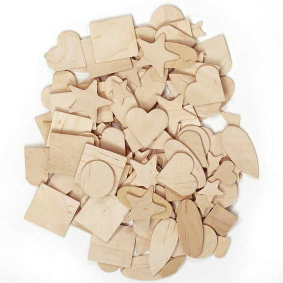 Creativity Street Wood Shapes, Natural Colored, Assorted Shapes, 0.5" to 2", 1000 Pieces