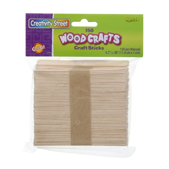 Creativity Street Wooden Craft Sticks, 4.5 in Regular, Natural, 150/Pkg.
