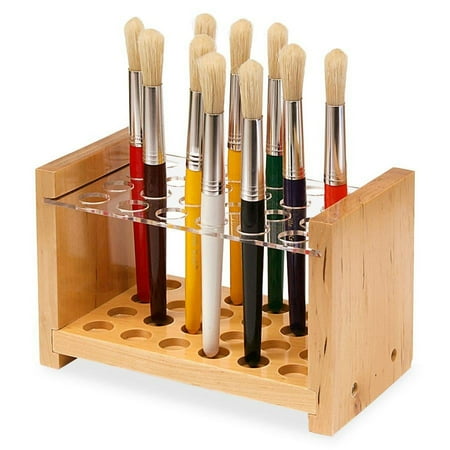 Creativity Street Wooden Paint Brush Stand, Holds 24 Brushes, 5 x 8-1/4 Inches